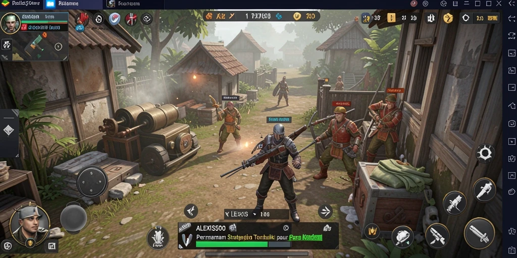 Screenshot gameplay ALEXIS500 menampilkan aksi strategis yang menarik.