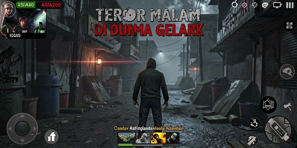 Screenshot gameplay ASIA200 menampilkan momen mencekam dalam keheningan malam.