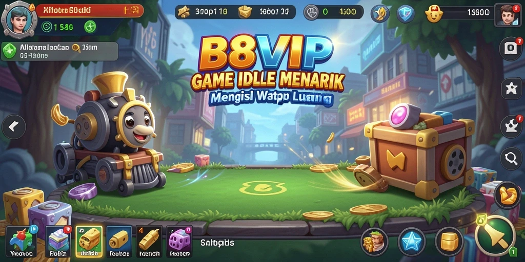 Tangkapan layar gameplay B8VIP menunjukkan karakter sedang menghasilkan sumber daya.
