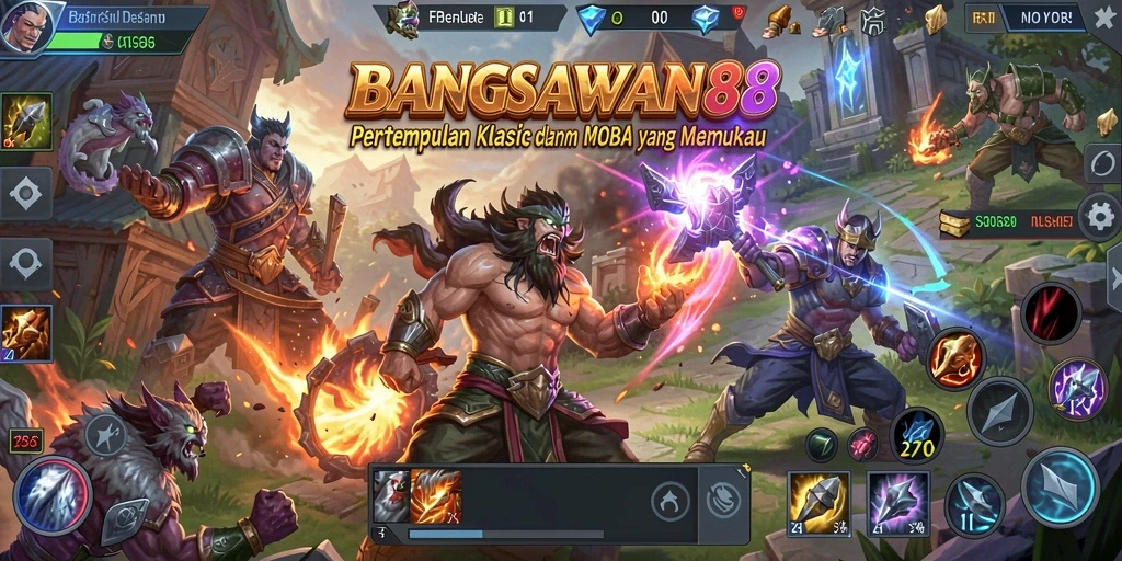 Tampilan seru dari gameplay BANGSAWAN88 saat bertarung di arena.
