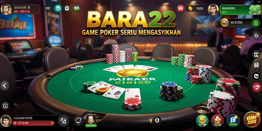 Screenshot gameplay BARA22 menampilkan aksi seru permainan Poker.