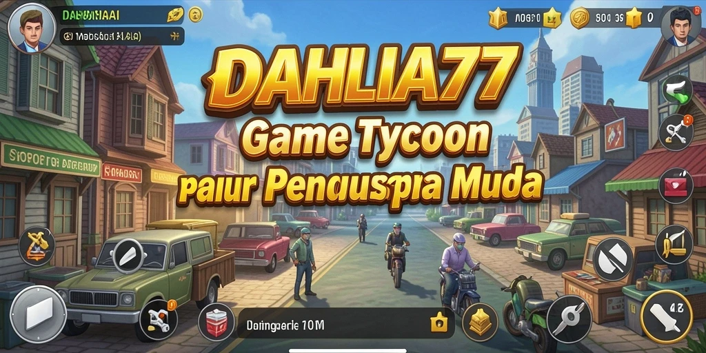 Screenshot gameplay DAHLIA77 menampilkan bisnis yang sedang dikelola dengan grafis menarik.