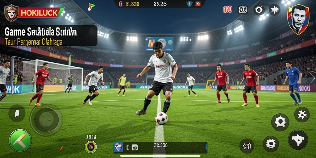 Tampilan gameplay HOKILUCK yang mendebarkan saat pertandingan sepak bola.