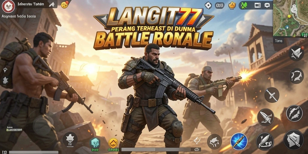 Tangkapan layar LANGIT77 menampilkan aksi seru dalam pertempuran Battle Royale.