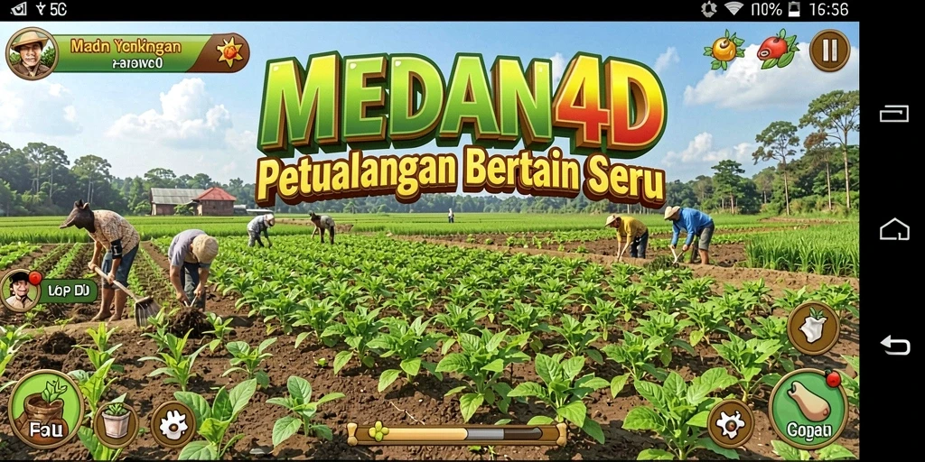 Tangkapan layar menampilkan gameplay bertani yang penuh warna.