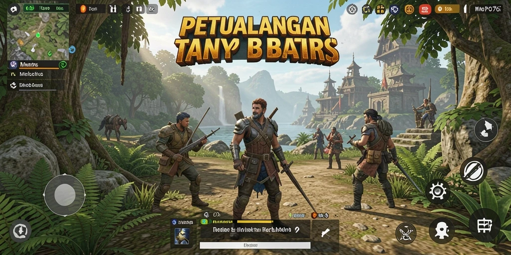 Gameplay MPO76 yang menampilkan petualangan di dunia terbuka.