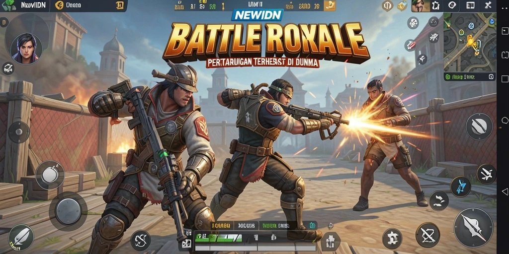 Gameplay seru NEWIDN, pertarungan Battle Royale yang mendebarkan.