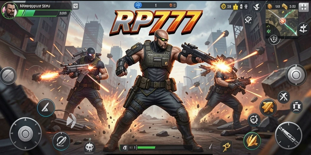 Tampilan gameplay seru dalam RP777 menampilkan aksi berkelanjutan yang menarik.
