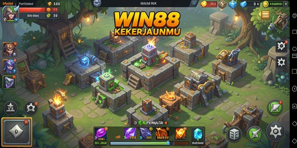 Tampilan screenshot WIN88 menampilkan aksi seru di medan perang Tower Defense.