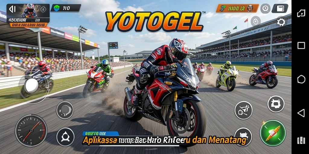Menampilkan gameplay balap motor yang mendebarkan di YOTOGEL.